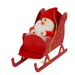 AVON Vintage Christmas Ornament Frolicking Santa on Sleigh Miniature